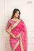 Red Pink Banarasi Organza Leheriya Saree