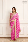 Pink Banarasi Organza Leheriya Saree