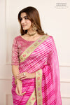 Pink Banarasi Organza Leheriya Saree