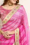 Pink Banarasi Organza Leheriya Saree