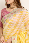 Yellow Banarasi Organza Leheriya Saree