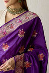 Purple Handwoven Banarasi Silk Saree