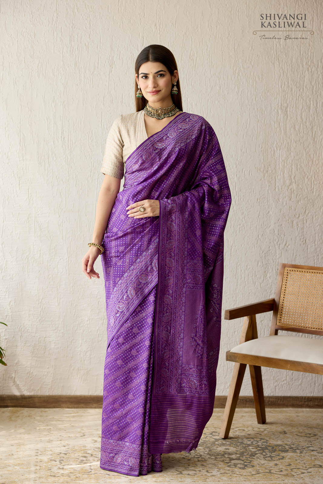 Purple Handwoven Banarasi Silk Saree