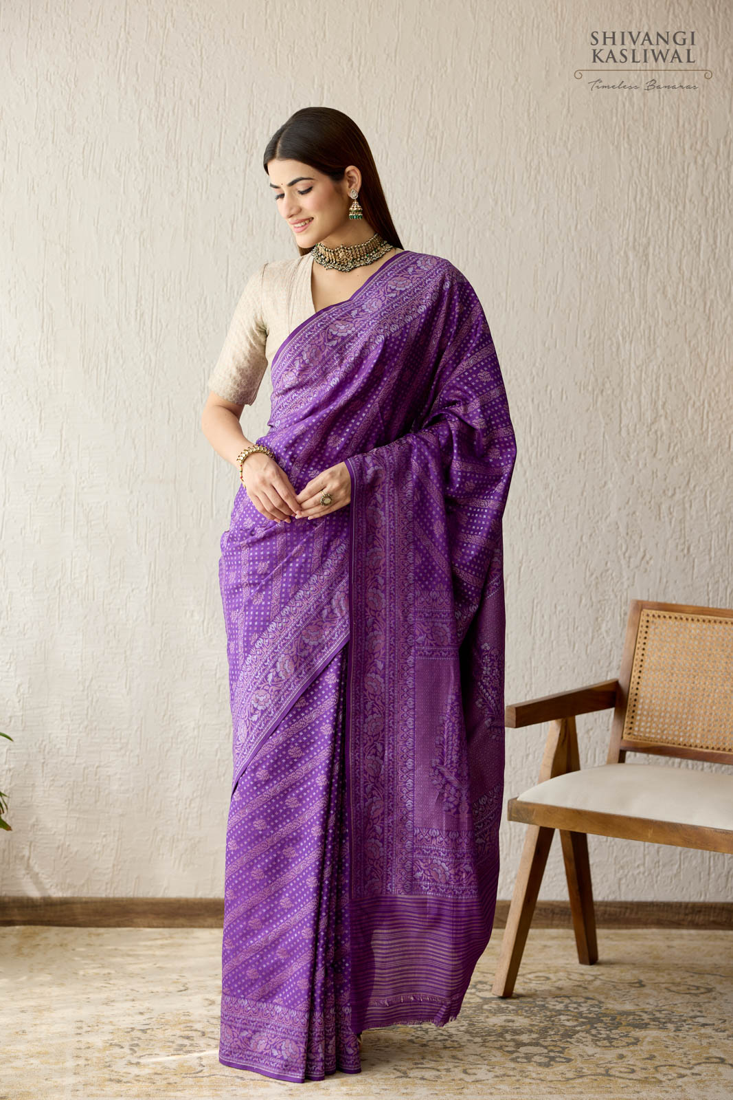 Purple Handwoven Banarasi Silk Saree