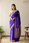 Bluish Purple Handwoven Banarasi Kadhua Silk Saree