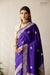 Bluish Purple Handwoven Banarasi Kadhua Silk Saree