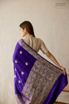 Bluish Purple Handwoven Banarasi Kadhua Silk Saree