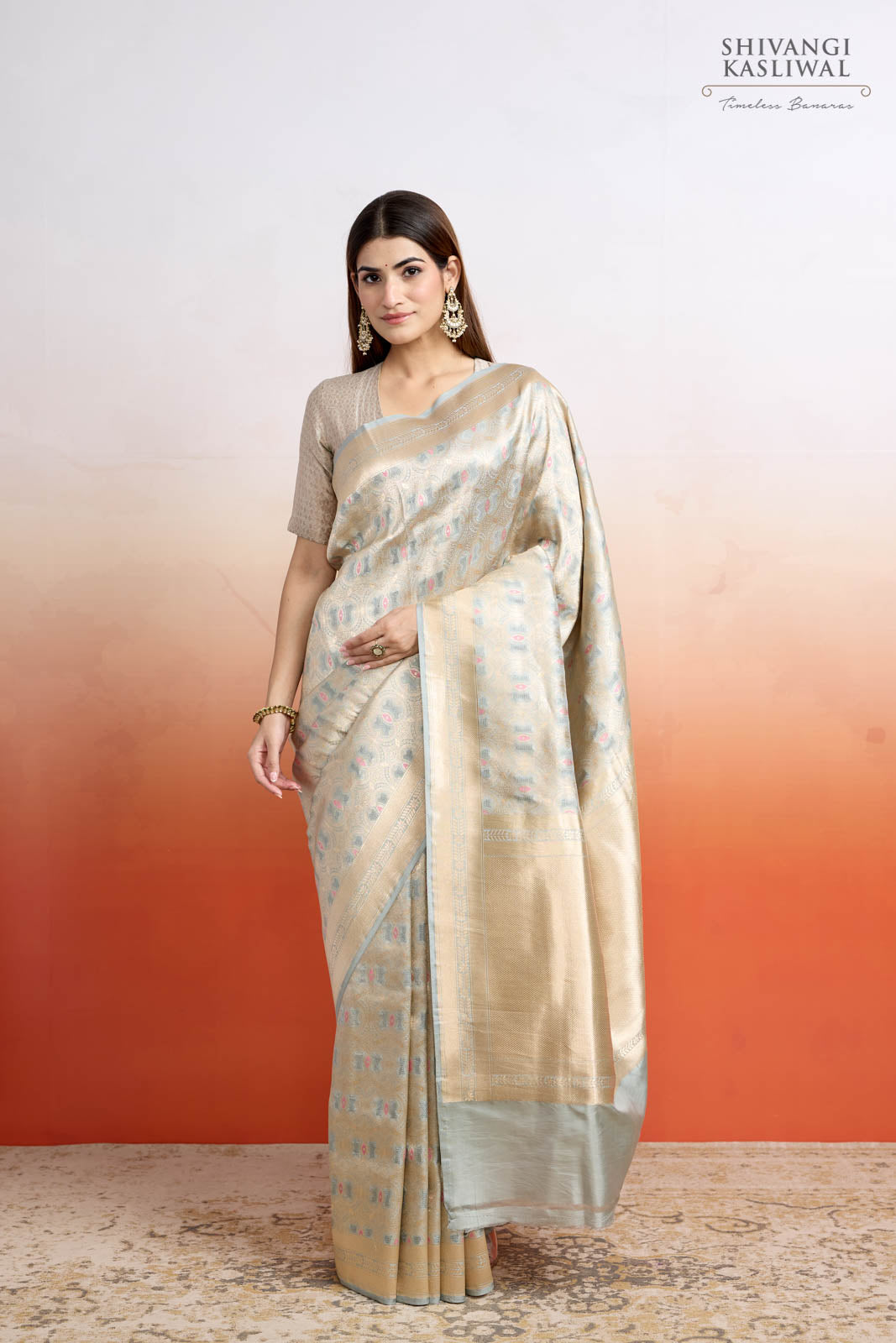Powder Blue Handwoven Banarasi Silk Saree
