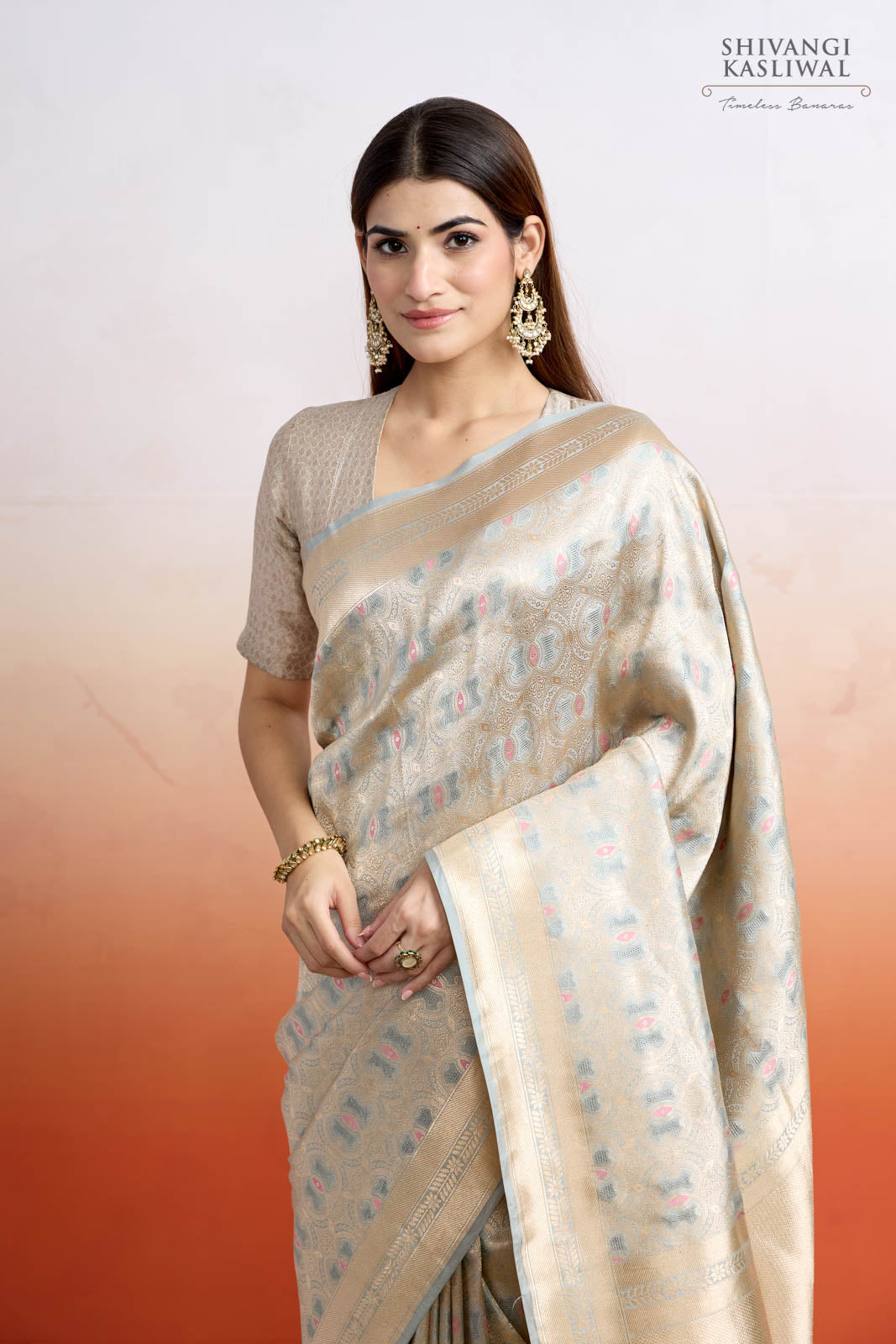 Powder Blue Handwoven Banarasi Silk Saree