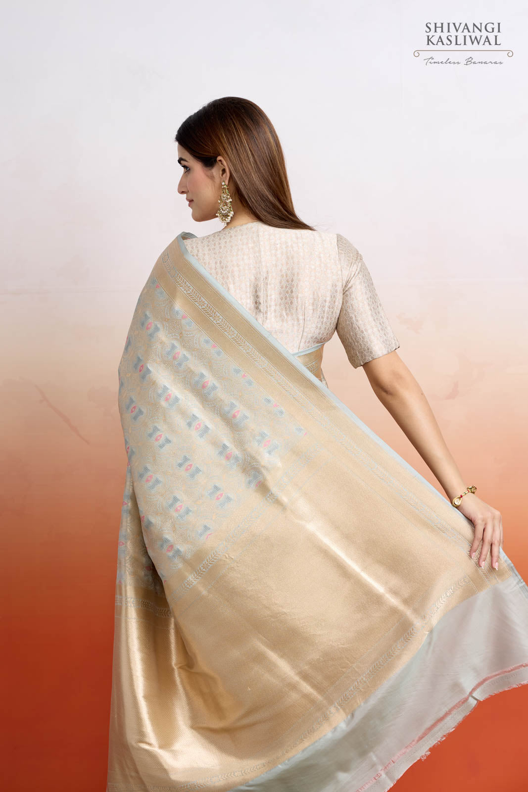 Powder Blue Handwoven Banarasi Silk Saree