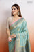 Blue Handwoven Banarasi Tussar Georgette Saree