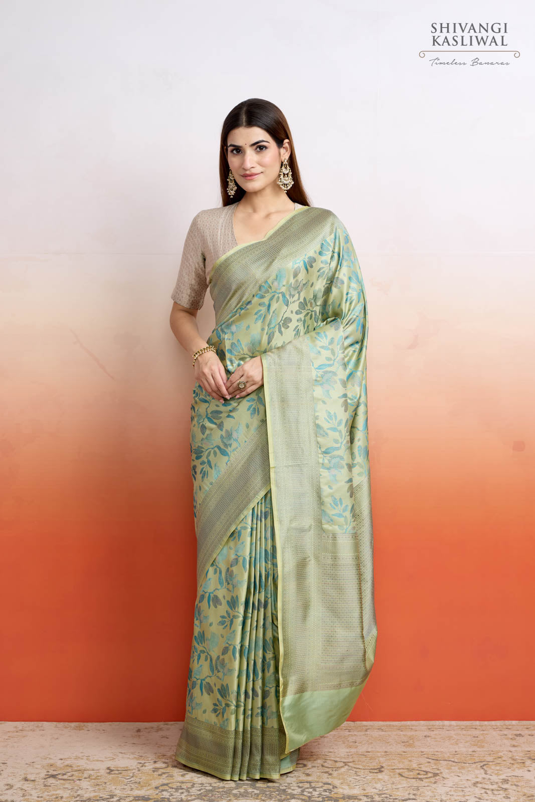 Pista Green Handwoven Banarasi Silk Saree