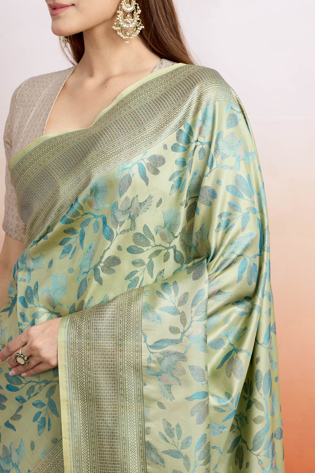 Pista Green Handwoven Banarasi Silk Saree