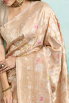 Beige Handwoven Banarasi Silk Tissue Saree