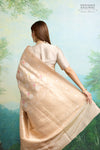 Beige Handwoven Banarasi Silk Tissue Saree