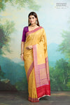 Mustard Yellow Handwoven Banarasi Tussar Georgette Saree