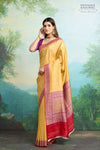 Mustard Yellow Handwoven Banarasi Tussar Georgette Saree