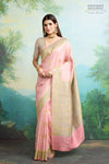 Baby Pink Handwoven Banarasi Tussar Georgette Saree