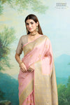 Baby Pink Handwoven Banarasi Tussar Georgette Saree