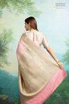 Baby Pink Handwoven Banarasi Tussar Georgette Saree