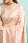 Blush Peach Handwoven Banarasi Georgette Saree