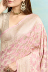 Rose Pink Handwoven Banarasi Georgette Saree