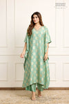 Mint Green Banarasi Moonga Silk Kaftan Set