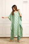 Mint Green Banarasi Moonga Silk Kaftan Set