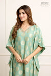 Mint Green Banarasi Moonga Silk Kaftan Set