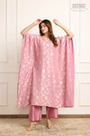 Pink Banarasi Moonga Silk Kaftan Set