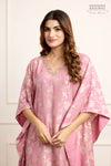 Pink Banarasi Moonga Silk Kaftan Set