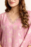 Pink Banarasi Moonga Silk Kaftan Set