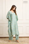 Powder Blue Banarasi Moonga Silk Kaftan Set