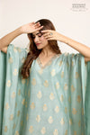 Powder Blue Banarasi Moonga Silk Kaftan Set