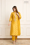 Mustard Yellow Banarasi Chiniya Silk Kurta Set