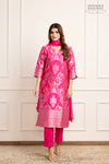 Rani Pink Banarasi Chiniya Silk Kurta Set