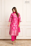 Rani Pink Banarasi Chiniya Silk Kurta Set