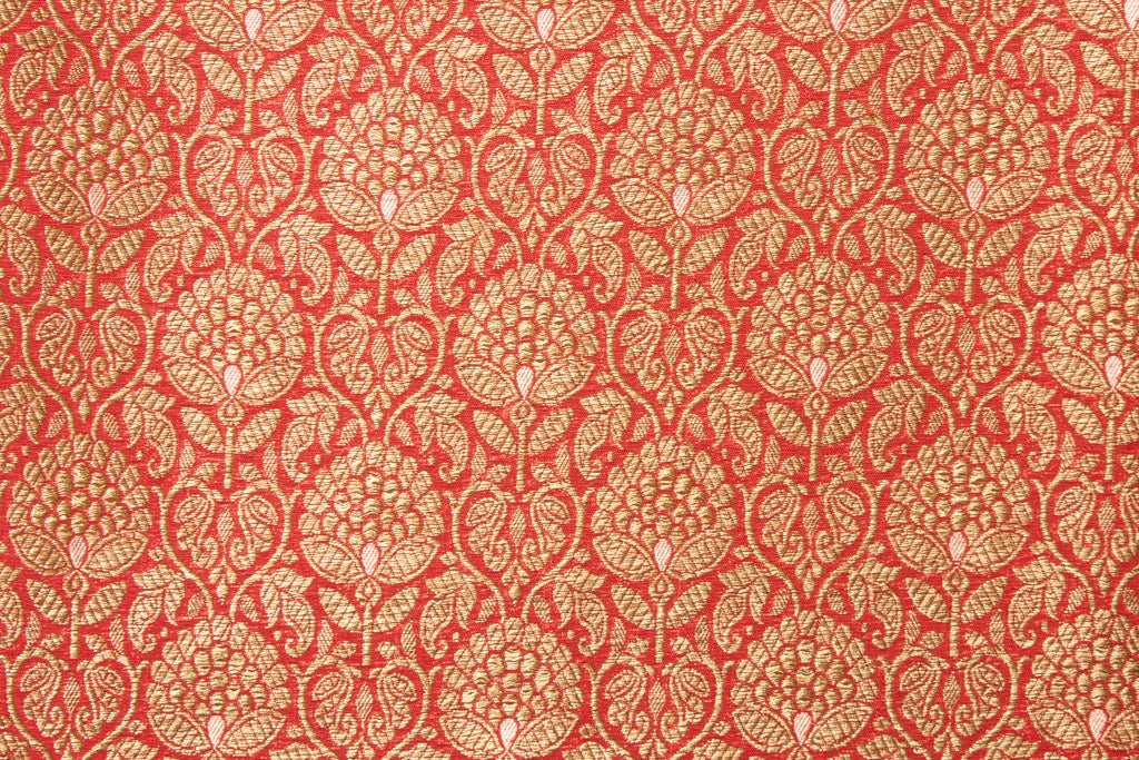 Red Handwoven Banarasi Brocade Fabric