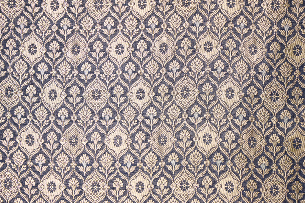 Navy Blue Handwoven Banarasi Brocade Fabric