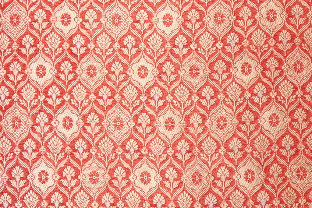 Red Handwoven Banarasi Brocade Fabric