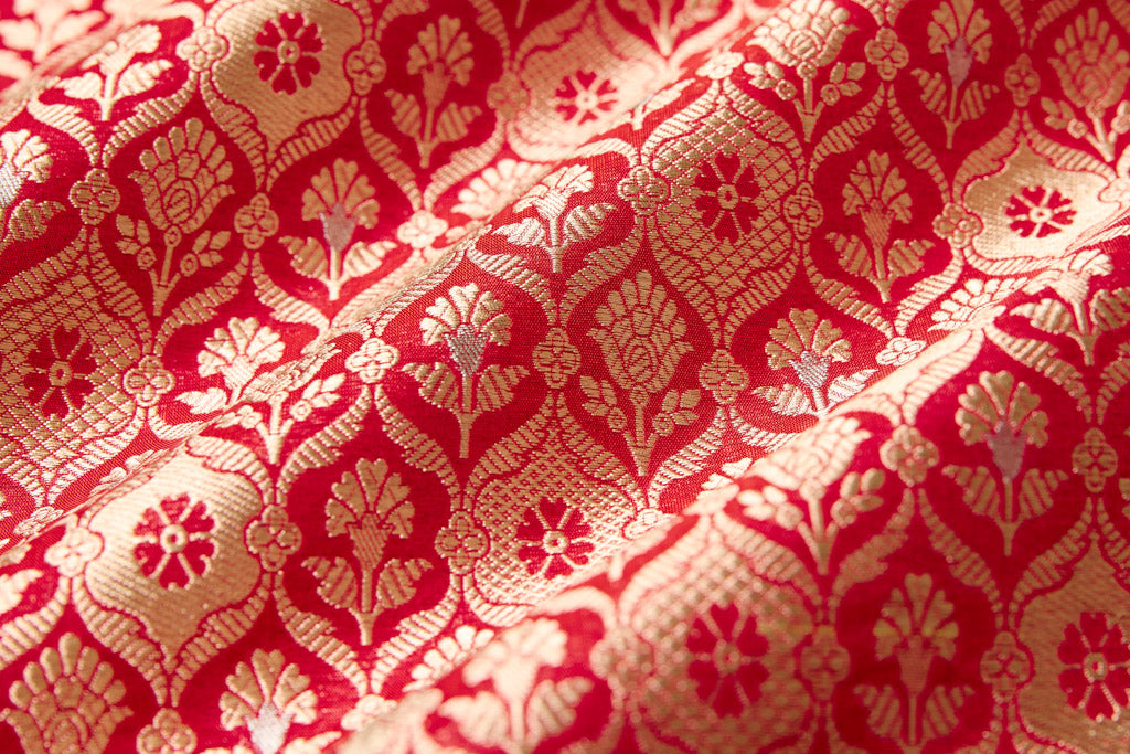 Red Handwoven Banarasi Brocade Fabric