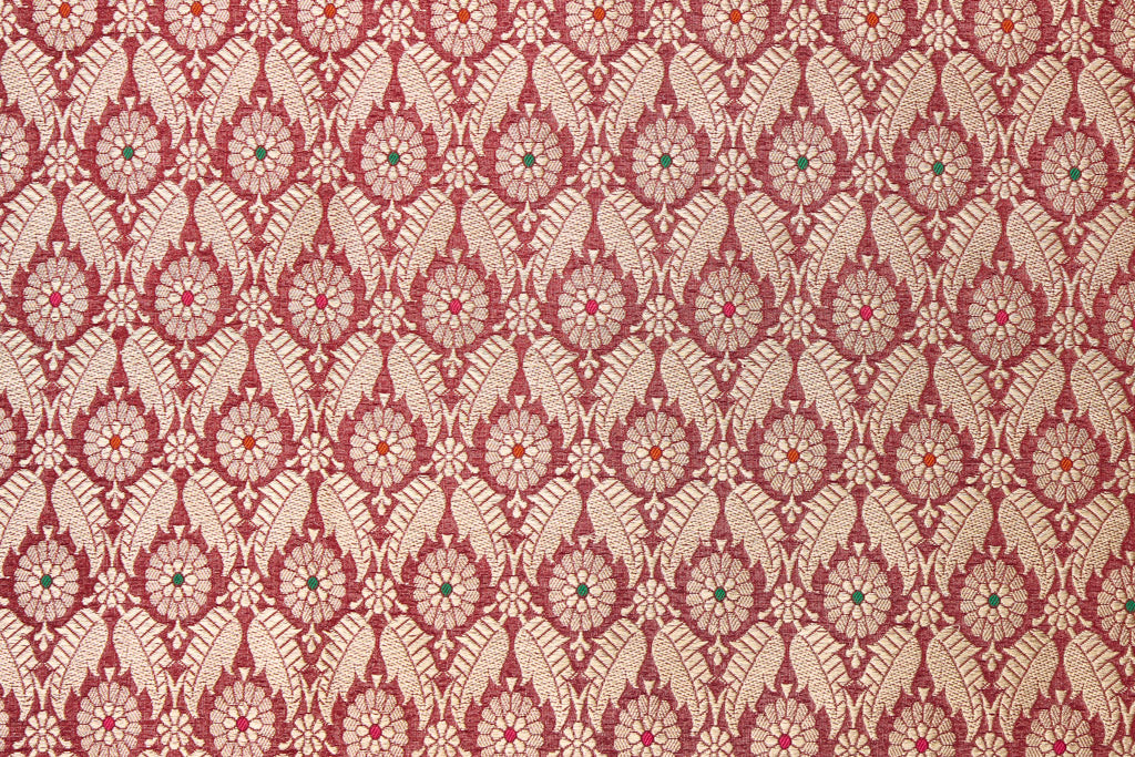 Maroon Handwoven Banarasi Brocade Fabric