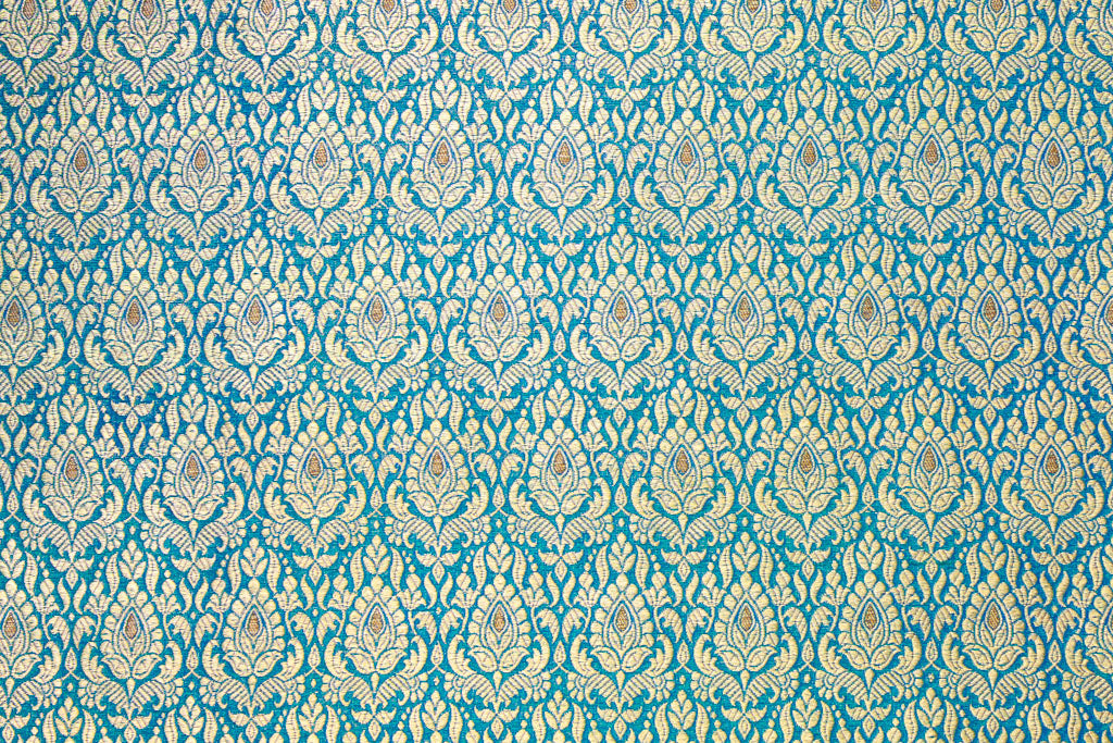 Blue Dual Tone Handwoven Banarasi Brocade Fabric