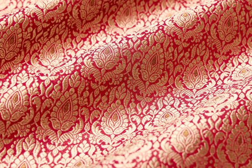 Red Handwoven Banarasi Brocade Fabric