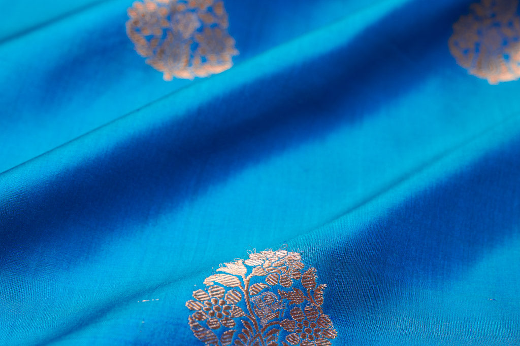Blue Handwoven Banarasi Silk Fabric