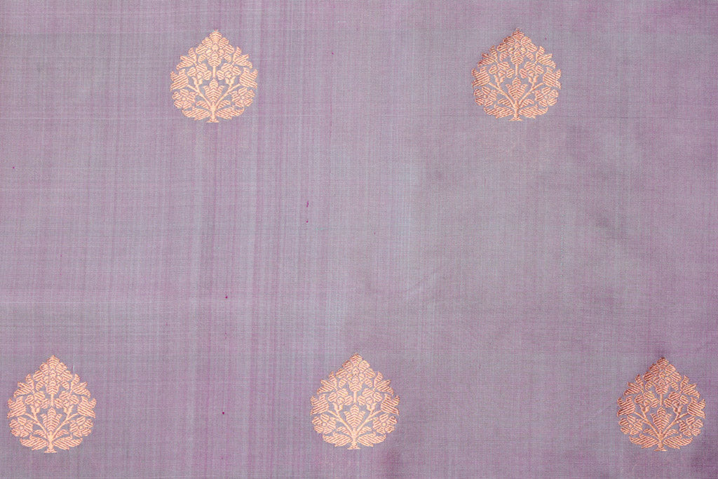 Grey Dual Tone Handwoven Banarasi Silk Fabric