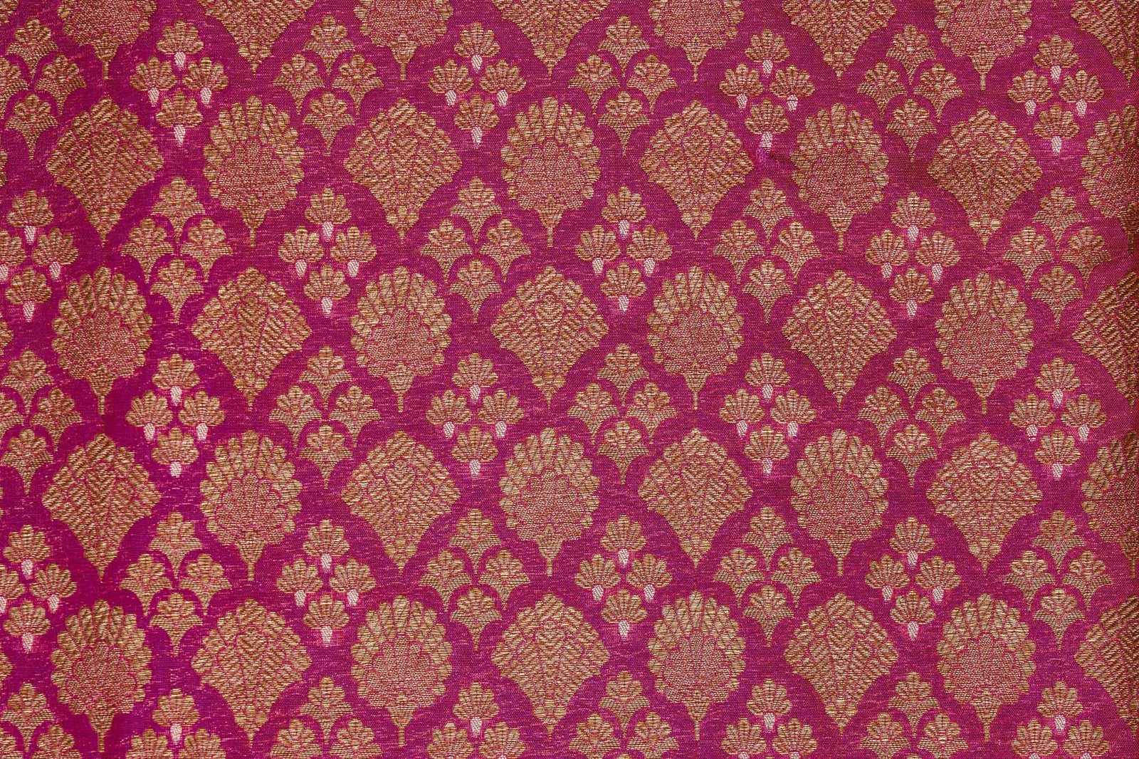 Fuchsia Pink Handwoven Banarasi Brocade Fabric