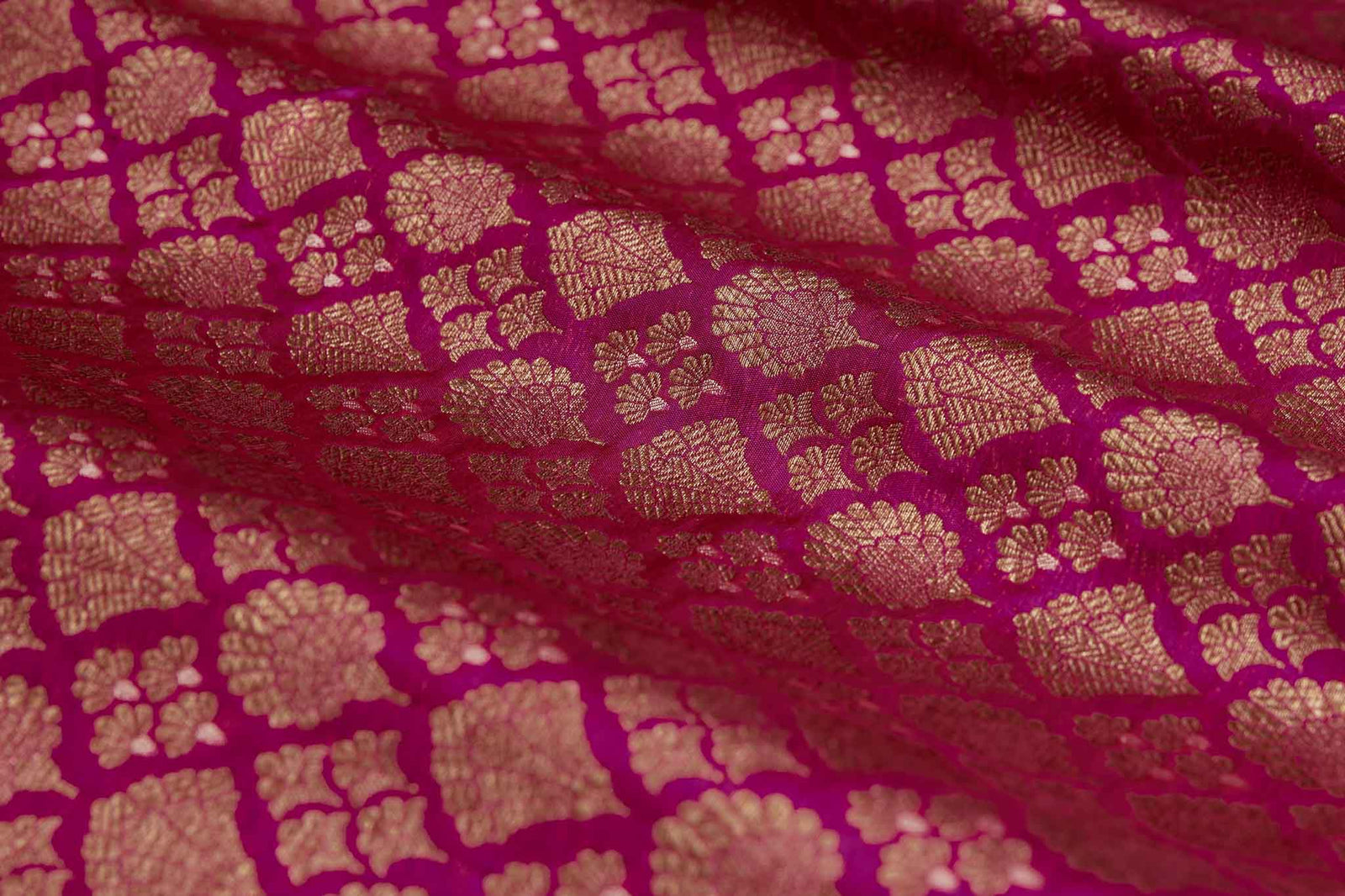 Fuchsia Pink Handwoven Banarasi Brocade Fabric