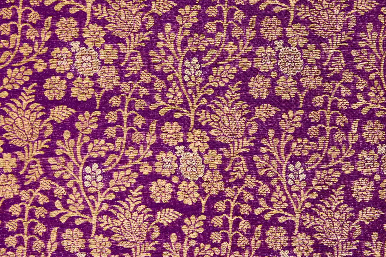 Purple Handwoven Banarasi Brocade Fabric