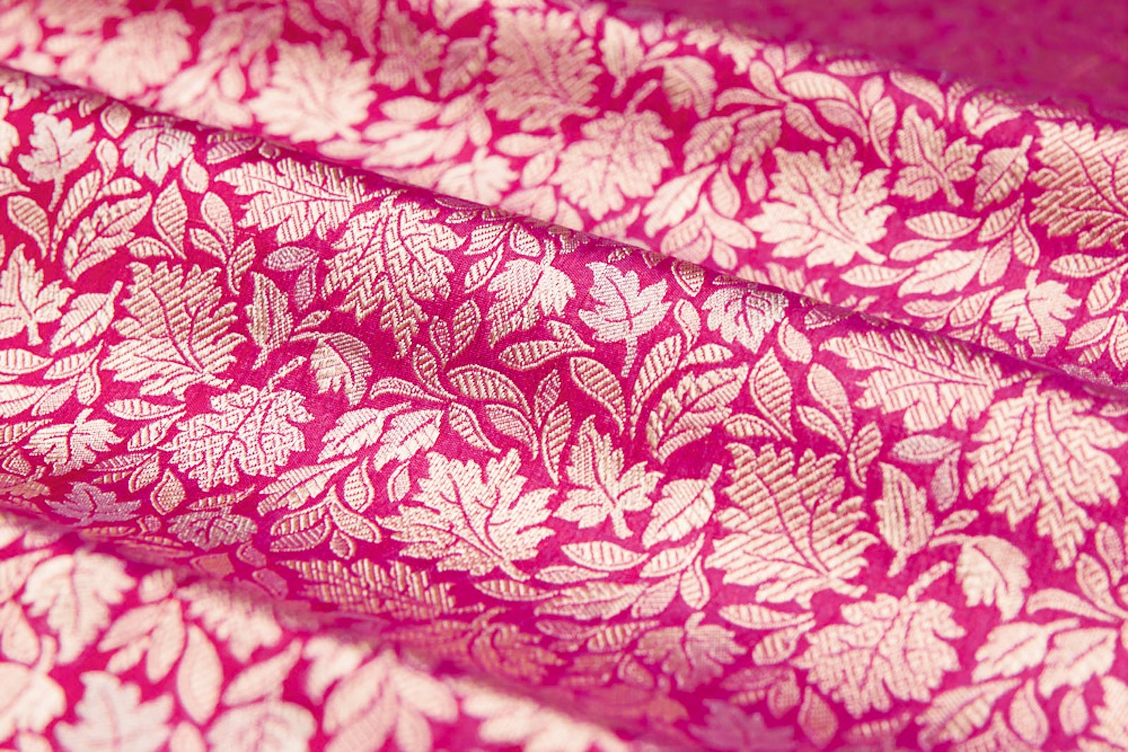 Pink Dual Tone Handwoven Banarasi Brocade Fabric